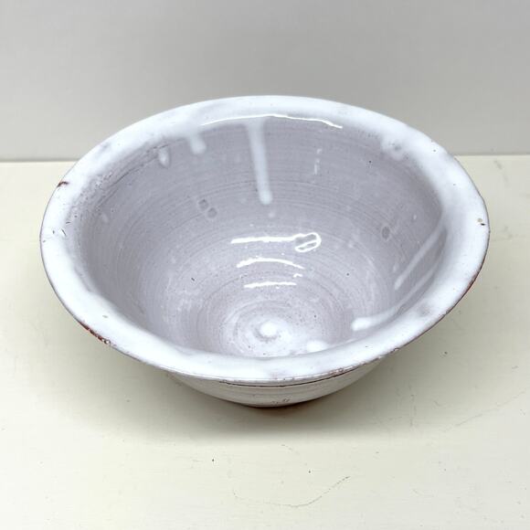 Handmade Red Clay Bowl with White Drip Glaze Japanese Tea Bowl - Picture 2 of 7